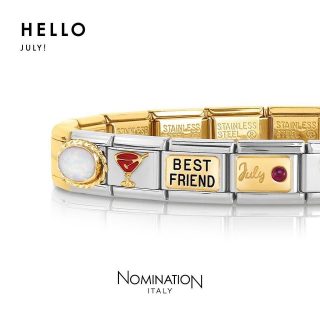 Looking for some bracelet inspiration this July 😉#July #personalisedjewellery #yellowgold #lovenomination #charmbracelet #oneformeoneforyou #nominationitaly